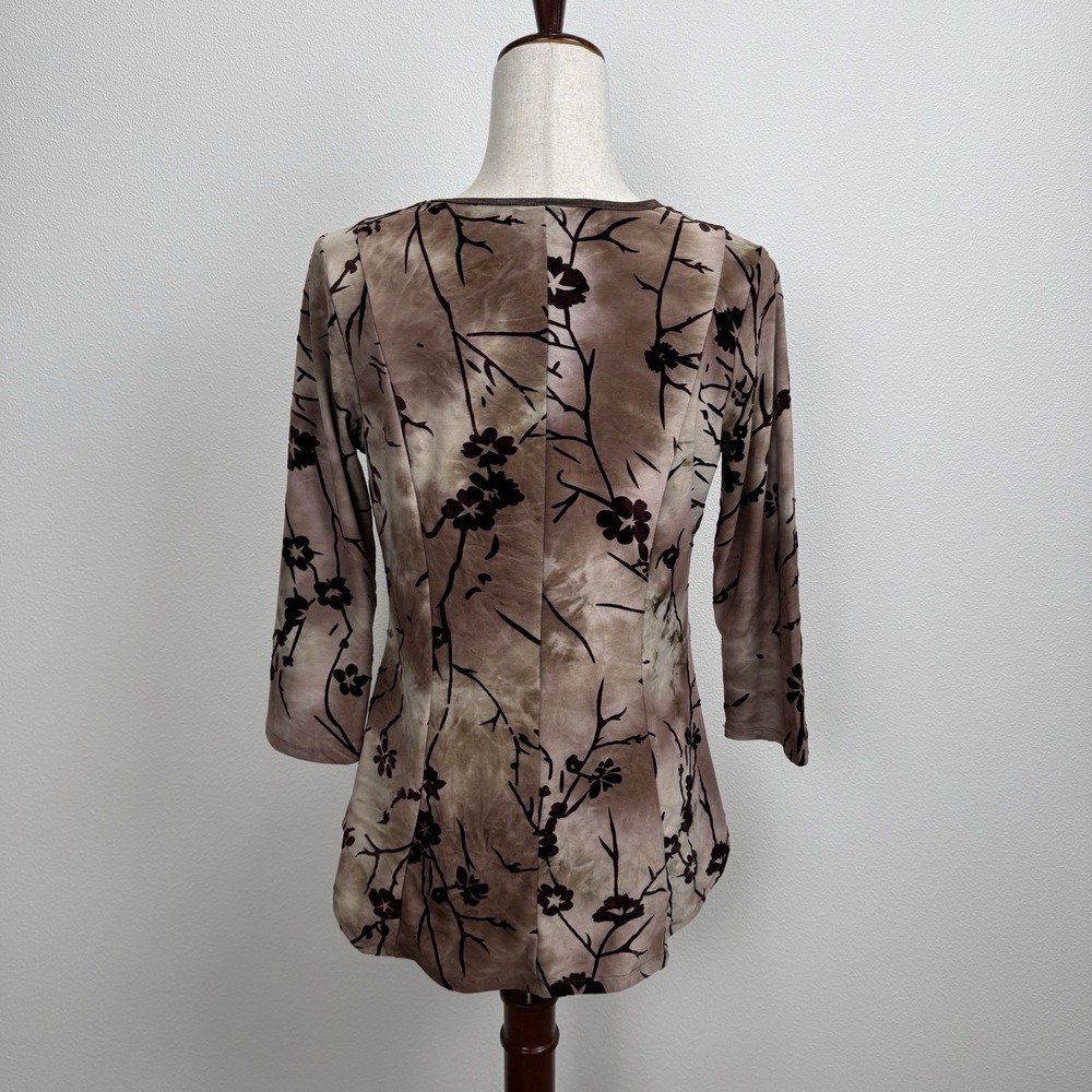 VTG Roz & Ali Top Womens MP Brown Floral Velvet Fairy Grunge Phoebe Friends 90s - Picture 7 of 13